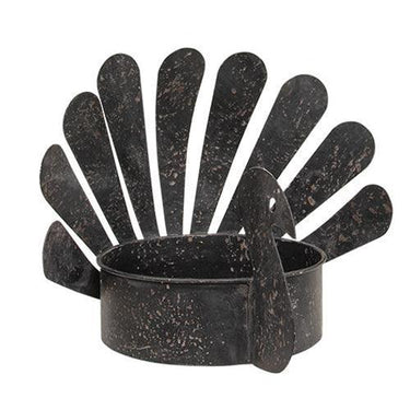 Distressed Metal Turkey Large Candle Pan for Thanksgiving - The Fox Decor
